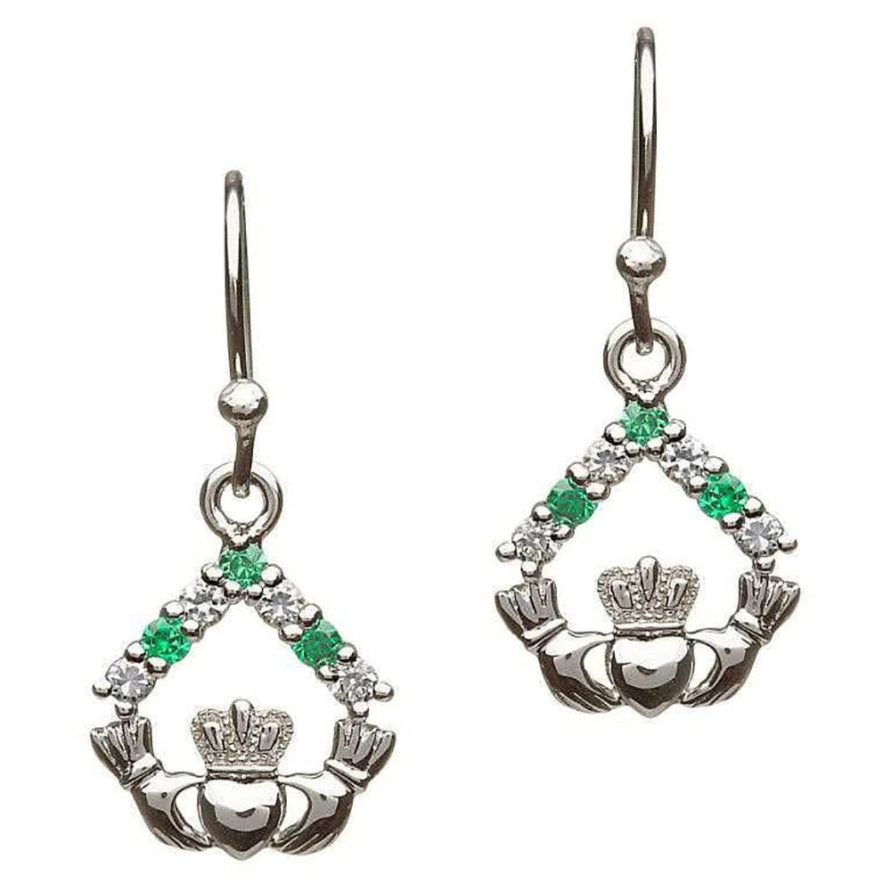 Emerald Claddagh Earrings