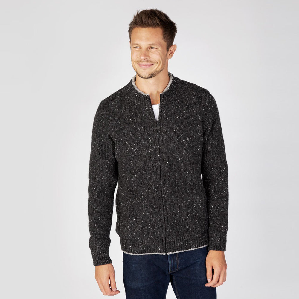 tramore zip cardigan in charcoal