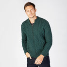 Man wearing Evergreen Aran cardigan