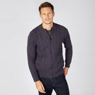 Man in Navy Marl Aran Cardigan