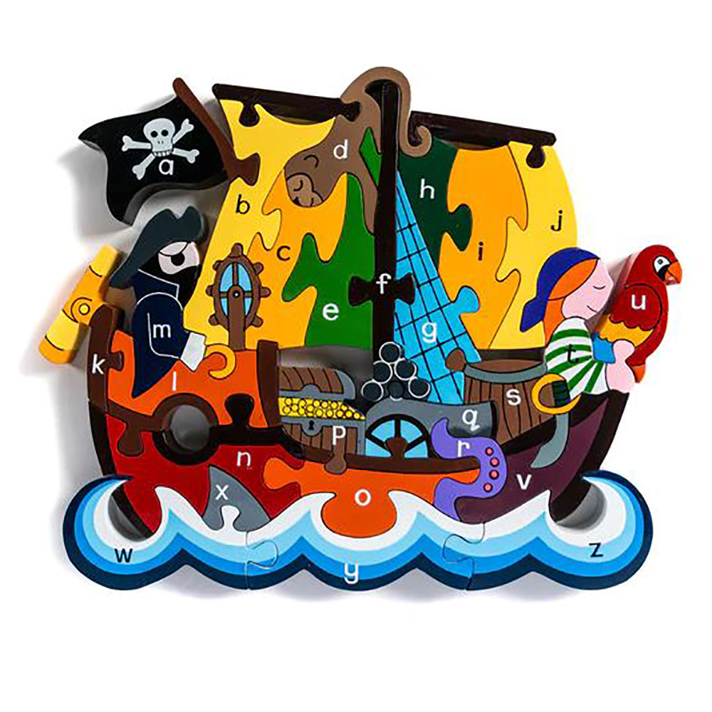 Wooden Alphabet Pirate Ship Jigsaw Puzzle for kids