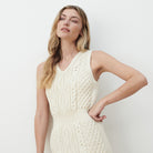 Aran knit waisted dress in cream
