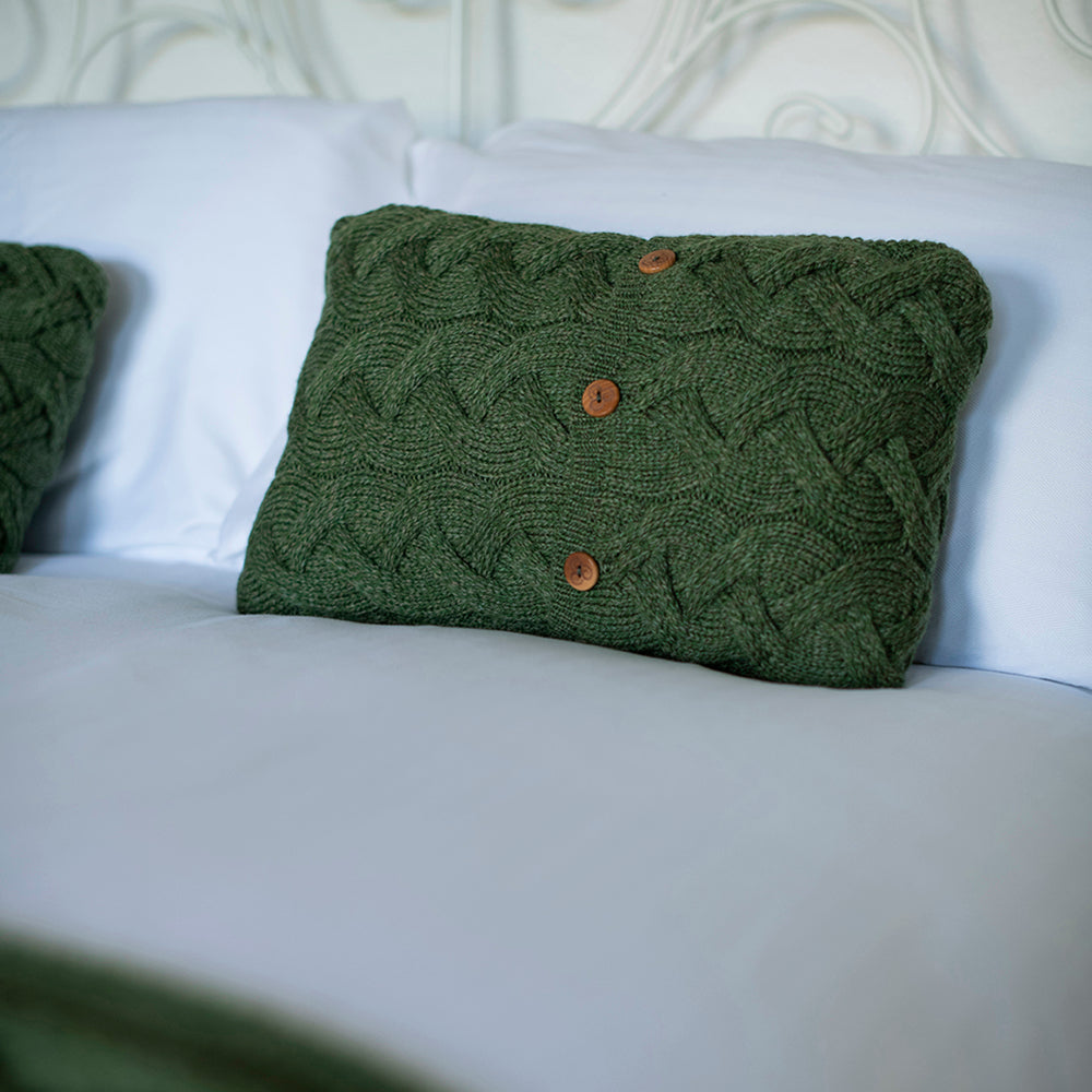 Green Aran Woollen Mills rectangular cushion