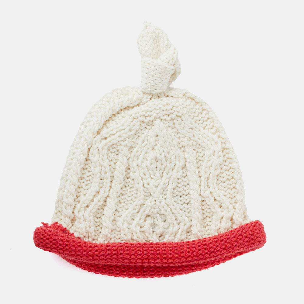 Red and white baby knit cap