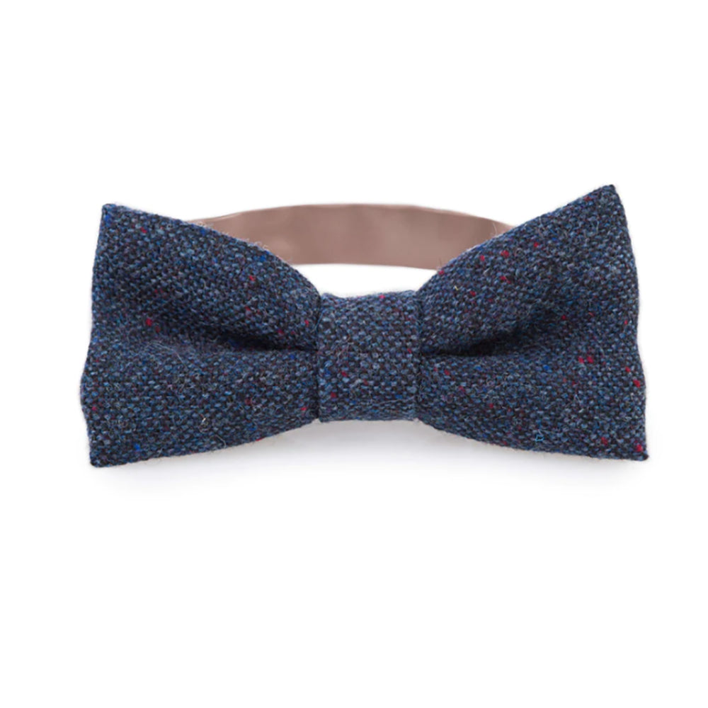 Dark blue tweed square bow tie