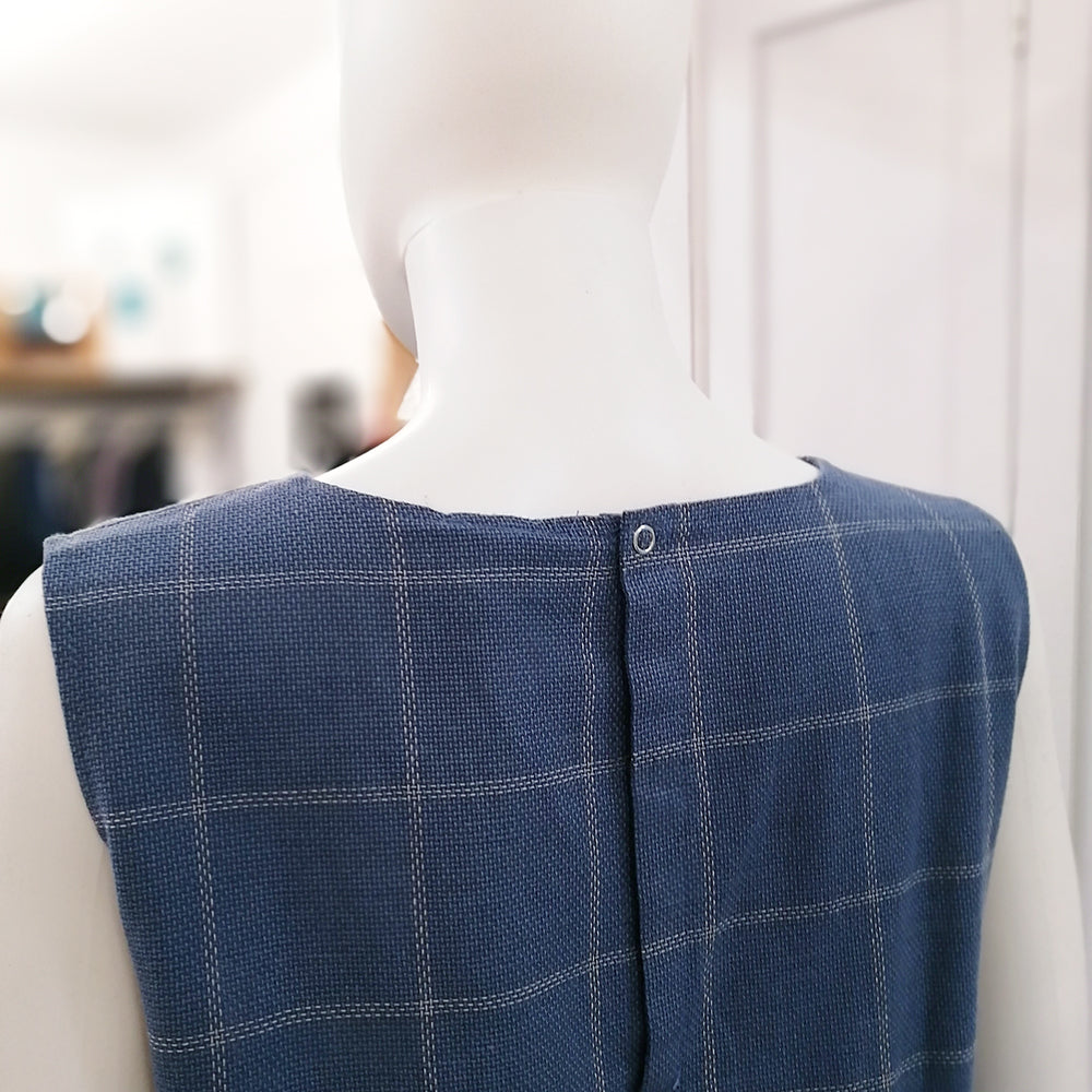 Linen Sleeveless Top with Check Print