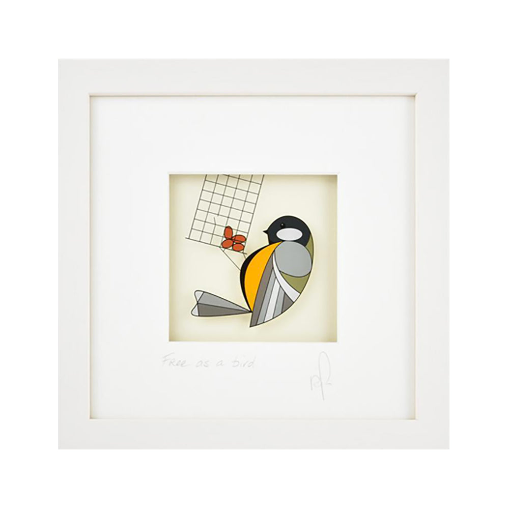 Irish Hand-Painted Glass Art with Bird