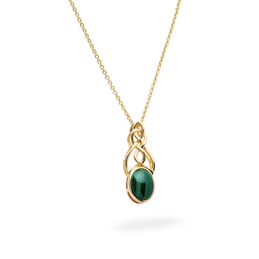 gold malachite irish celtic gold necklace 