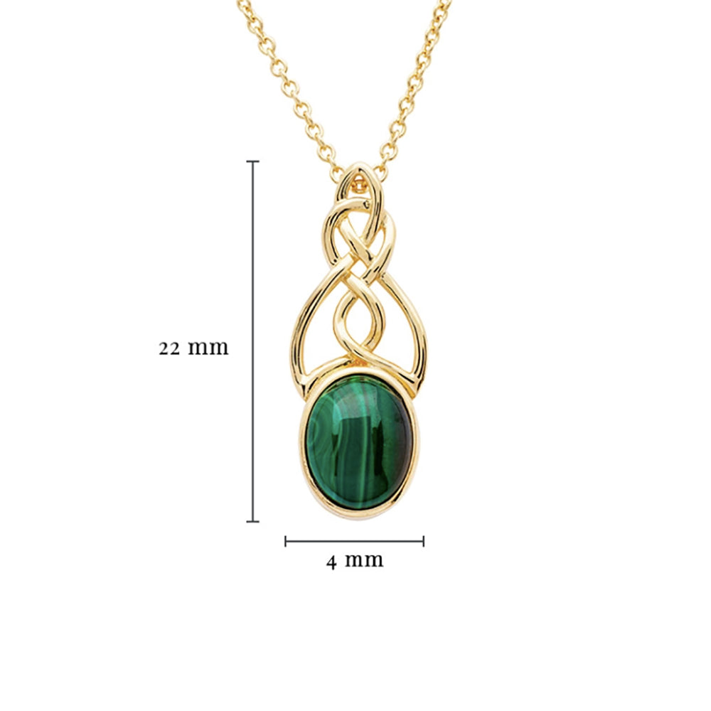 gold malachite irish celtic gold necklace 