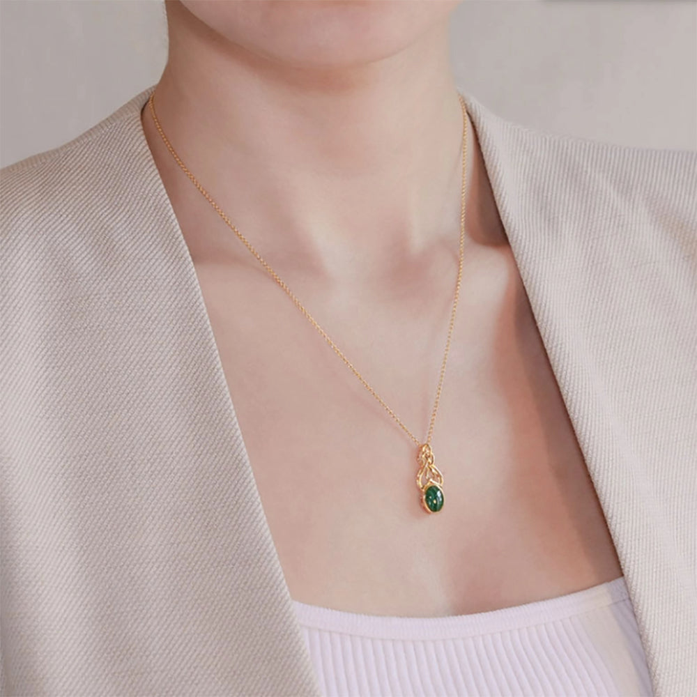 gold malachite irish celtic gold necklace 