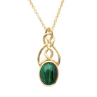 gold malachite irish celtic gold necklace 