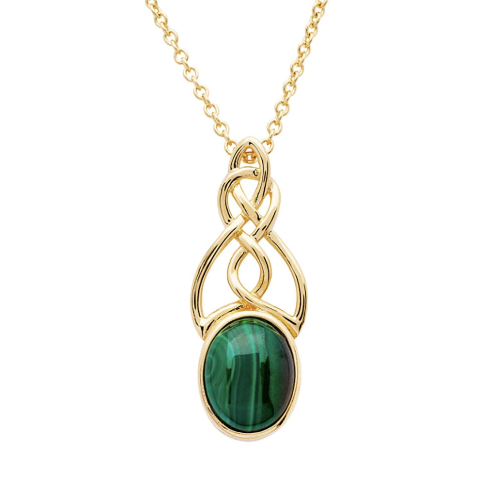 gold malachite irish celtic gold necklace 