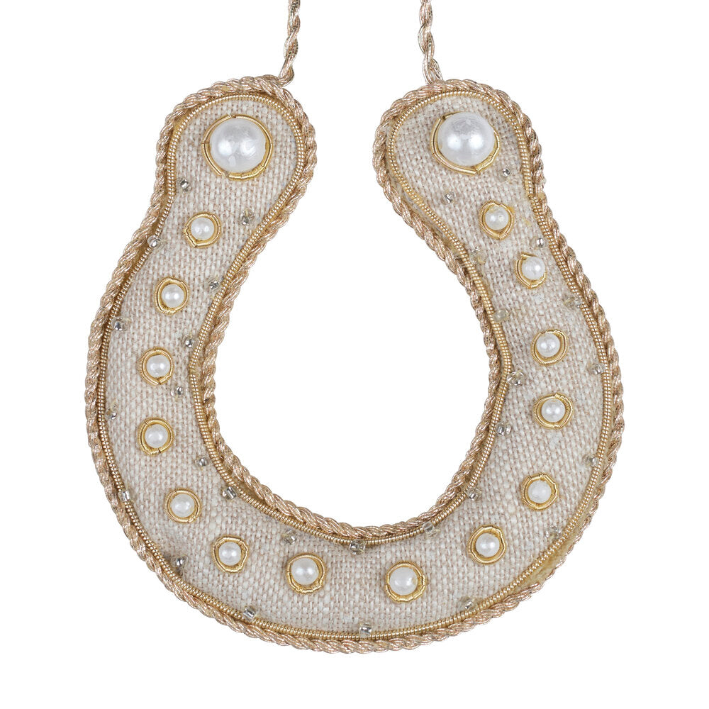 Square horseshoe with pearls and gold trim