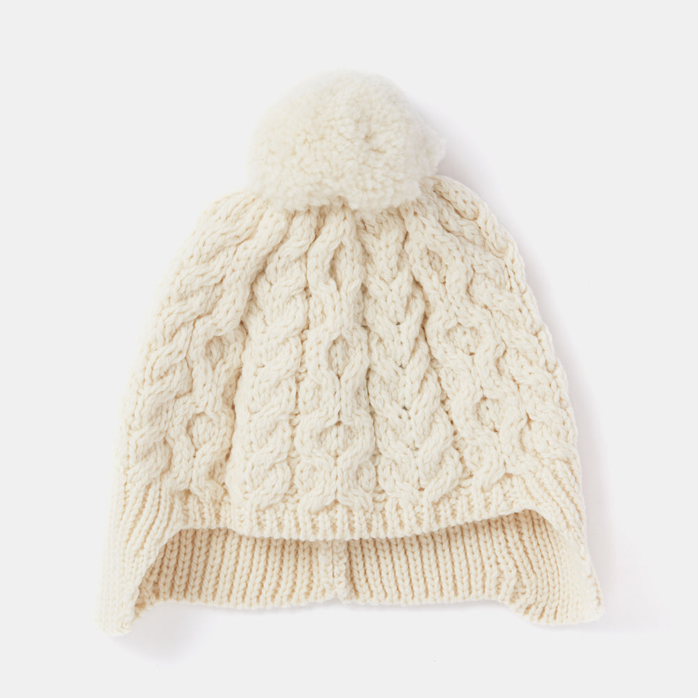 Natural kids' cap with pom pom