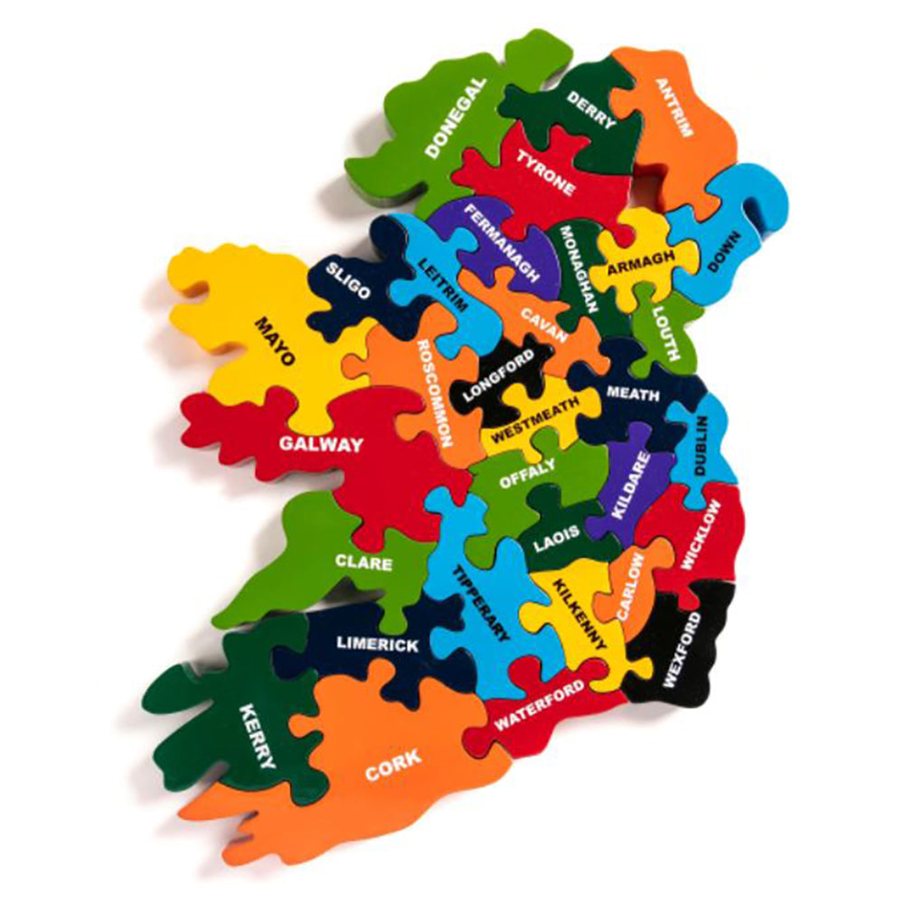 Map of Ireland Wooden Jigsaw Puzzle for Kids. 