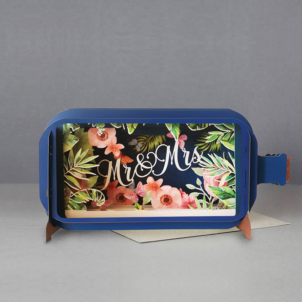 Square Mr & Mrs floral wedding card.