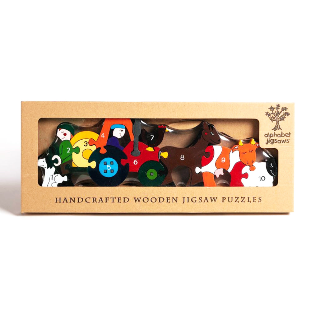 number farm wooden jigsaw puzzle in kraft presentation box