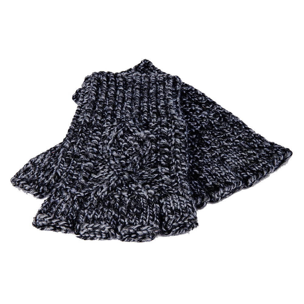 Navy Fleck Fingerless Gloves