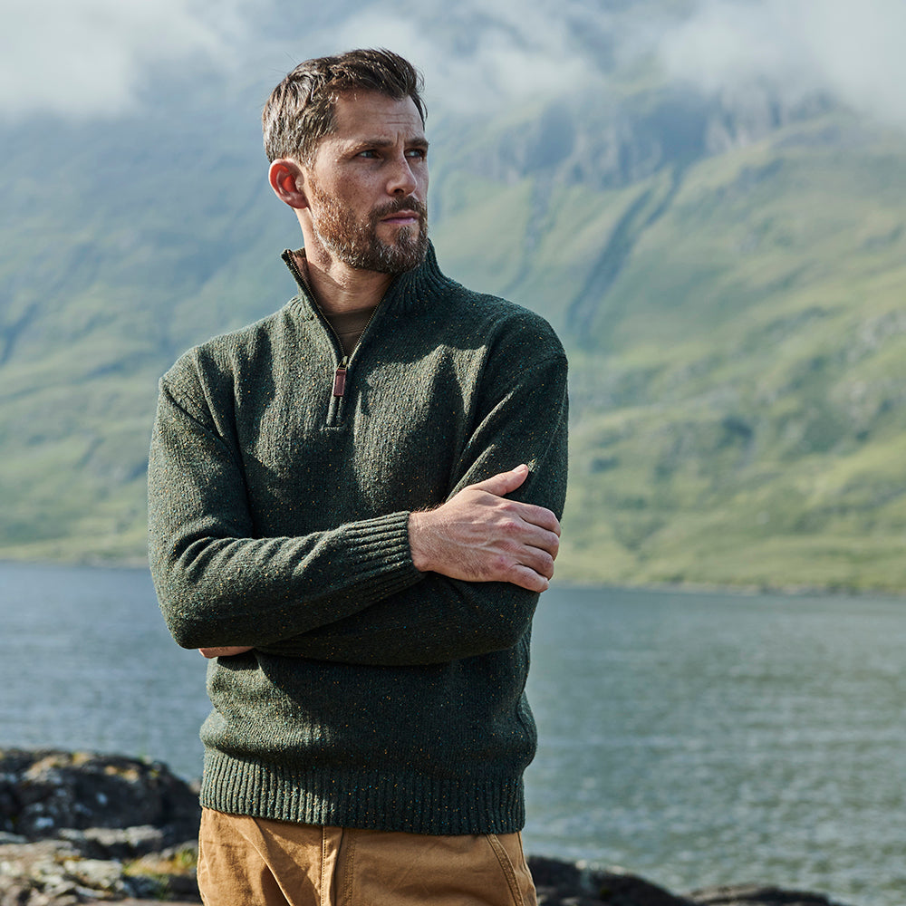 Green Troyer Zip Sweater on Man