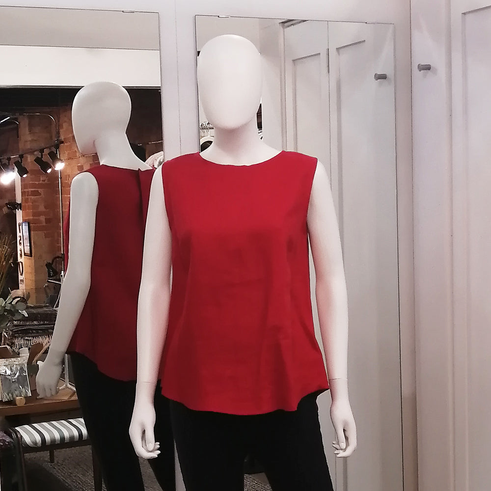 Linen Sleeveless Top Red