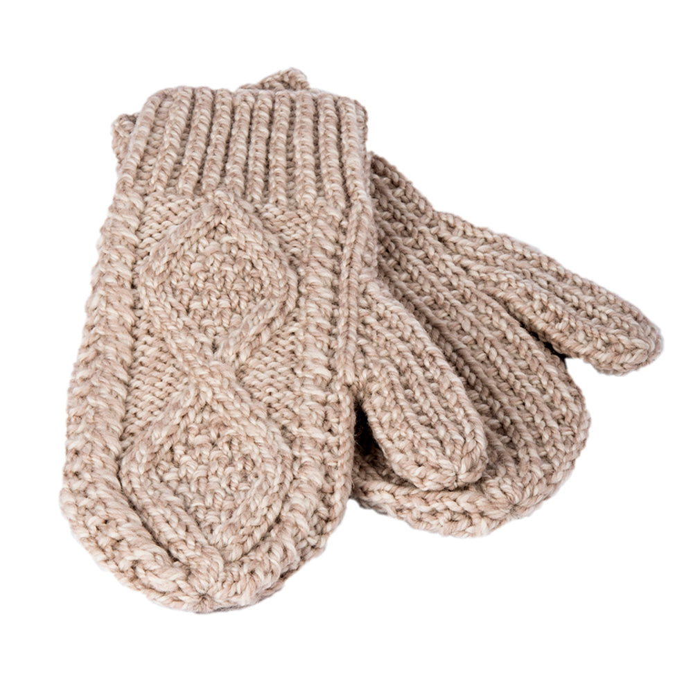 Beige knitted mitten, square S171.