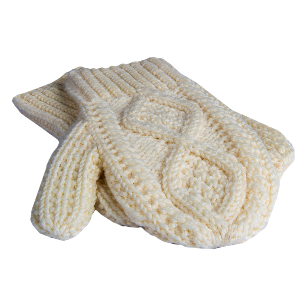 Cream cable knit mitten (S171)