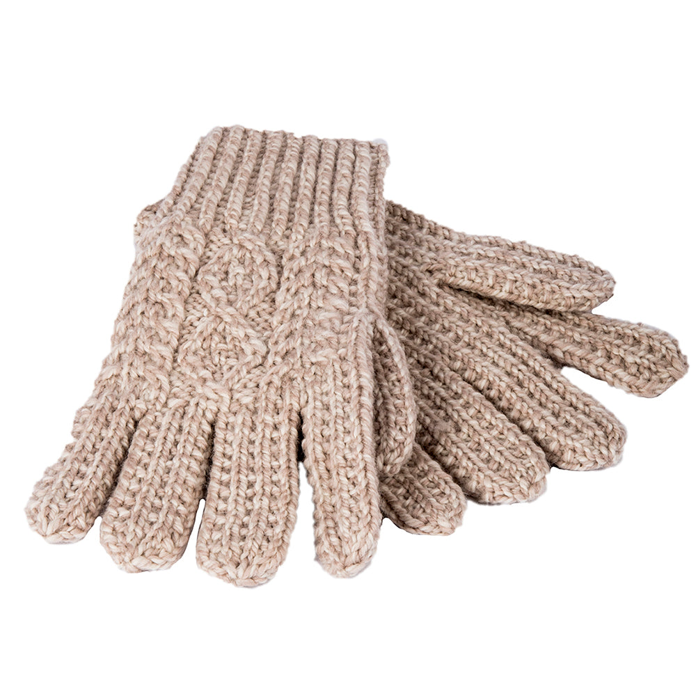 Beige knit gloves (S174)