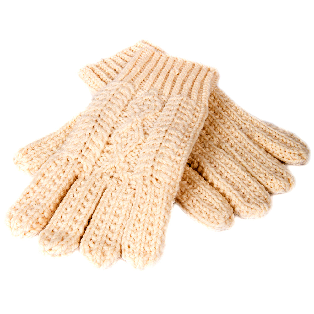 Cream knitted gloves
