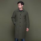 irish tweed coat in herringbone green