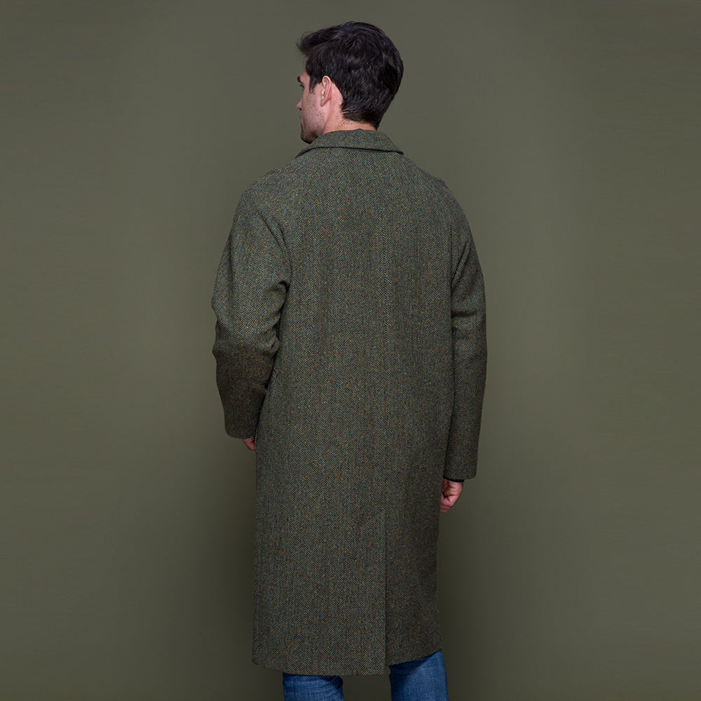 irish tweed coat in herringbone green