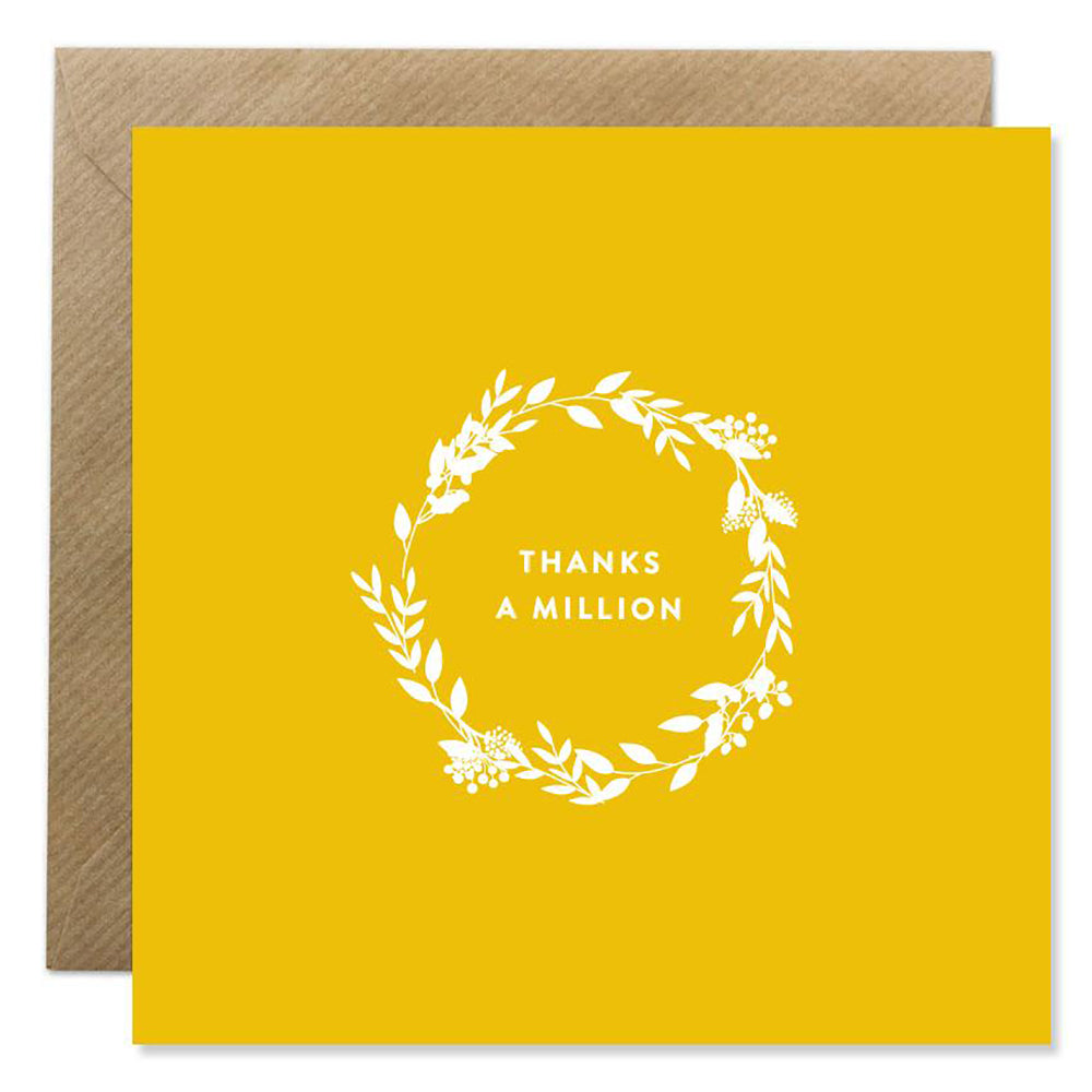 Thanks a Million card with floral wreath