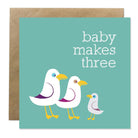 Baby makes three card with bird family