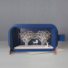 Blue papercraft baby pram scene