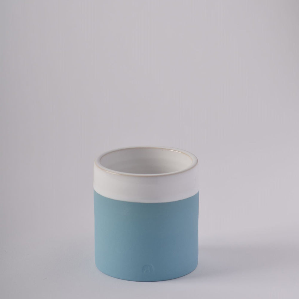 Square blue ceramic cup