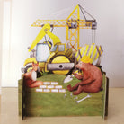 Square digger with bear and fox construction scene