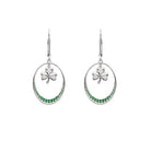Silver shamrock earrings with green accents