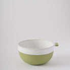 Square green bowl with handle