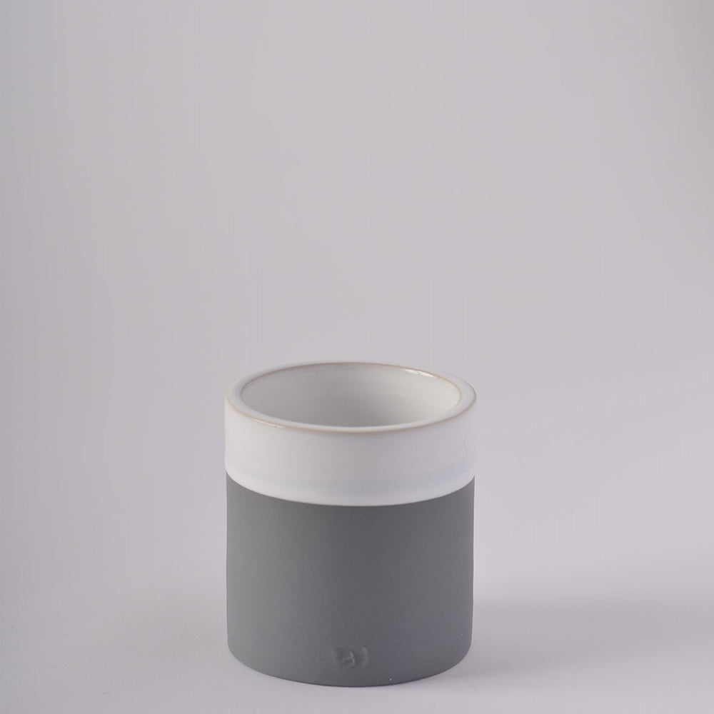 Grey and white square ceramic pot