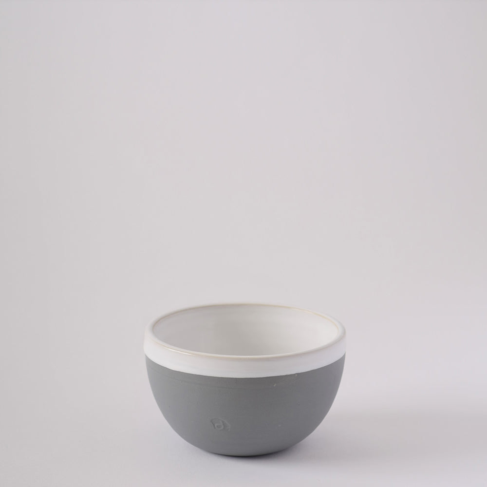 Square grey bowl with white interior