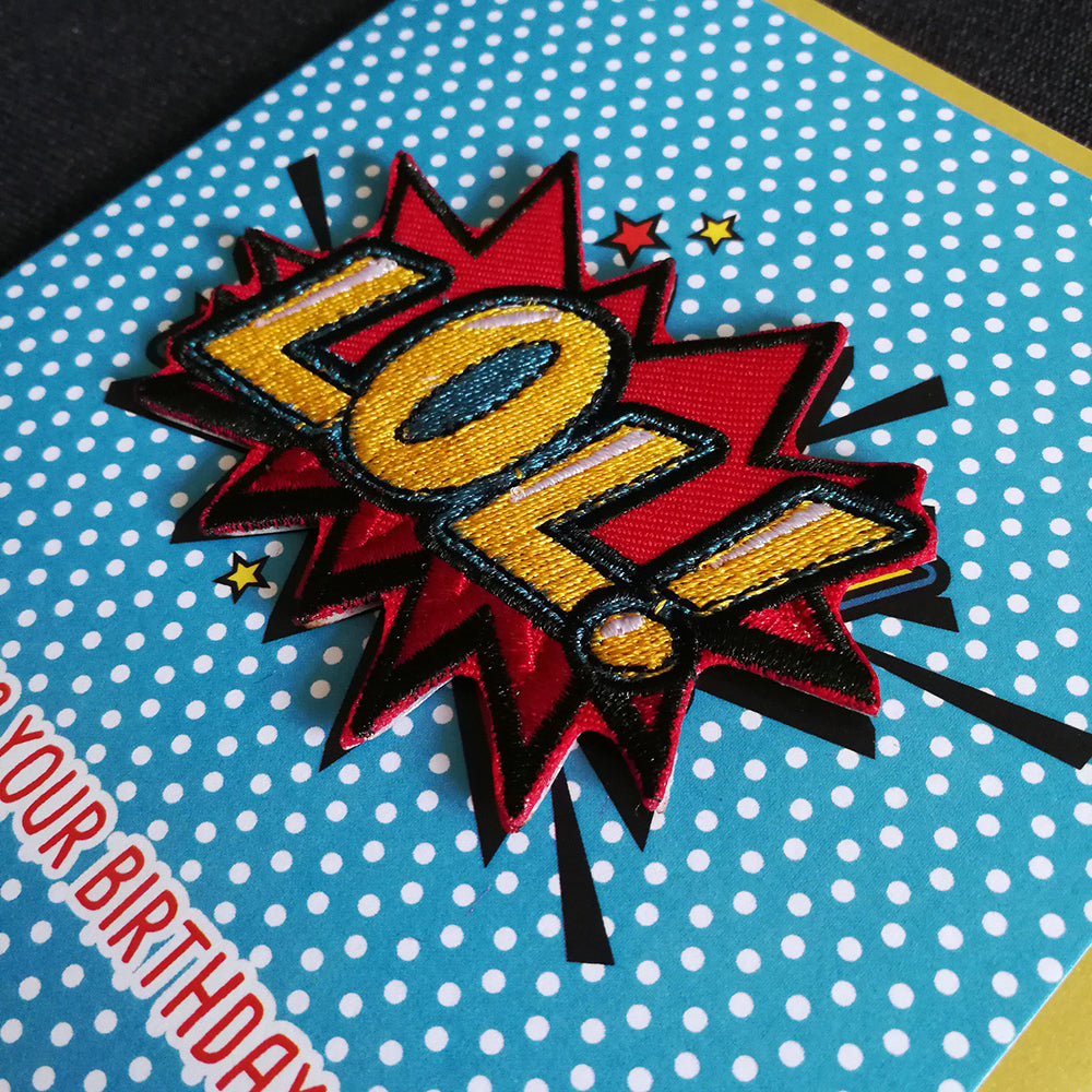 LOL patch on a birthday card