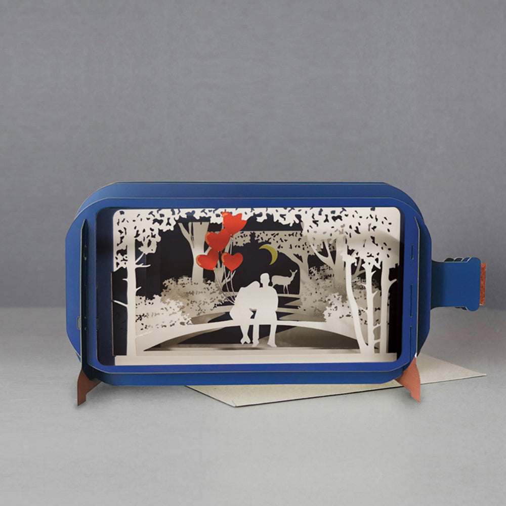 Square lovers' hearts scene in a blue frame