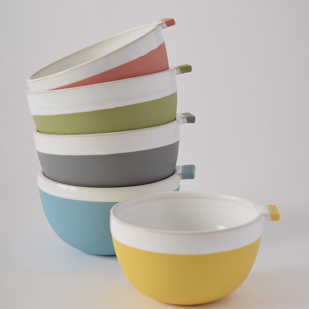 Square nesting bowls, colorful ceramic set
