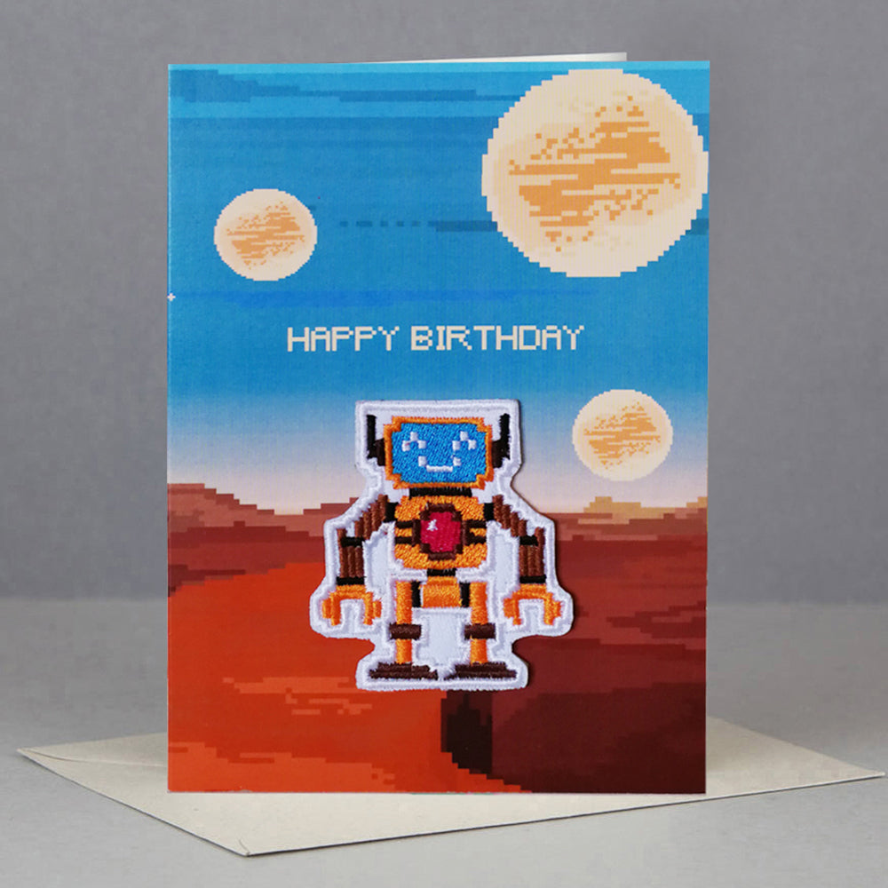Square robot birthday card