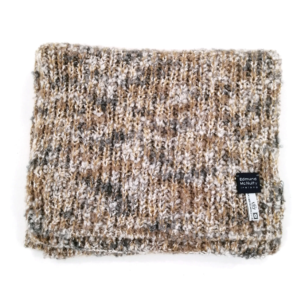 Square knit scarf in neutral colors