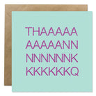 Light blue THANK YOU card with brown envelope.