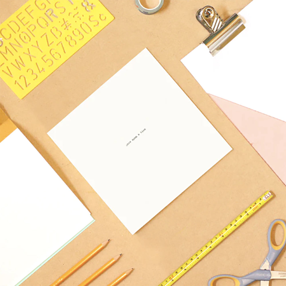 Square white notebook with lifestyle stationery