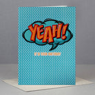 Birthday card with Yeah! speech bubble