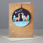 Wooden reindeer ornament Christmas card